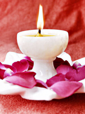 Marble Kamal Plate With Diya Combo