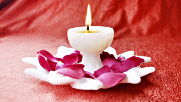 Marble Kamal Plate With Diya Combo