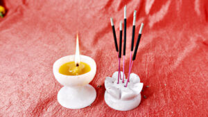 Marble Diya And Agarbatti Stand Combo