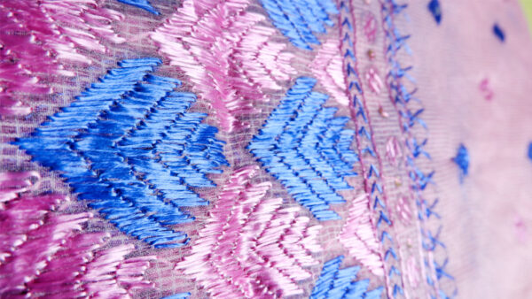 Pink Blue Phulkari  Dupatta