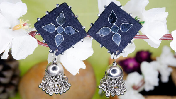 Earrings-2-b Black mirror jhumka