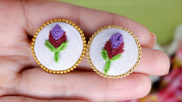 Earrings11-b Rose Embroidery Stud