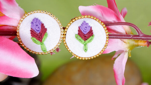 Earrings11-c Rose Embroidery Stud