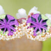 Purple green thread round mirror loreal