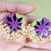 Purple green thread round mirror loreal