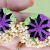 Purple green thread round mirror loreal