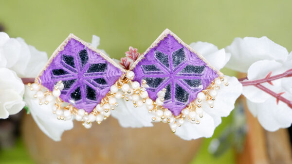 Earrings15-4 Purple thread square mirror loreal