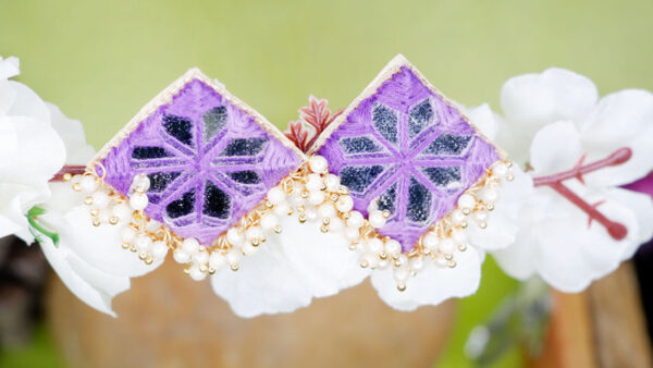Earrings15-5 Purple thread square mirror loreal