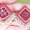 Maroon mirror loreal stud