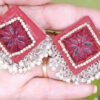 Maroon mirror loreal stud