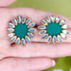 Green Kundan Stud