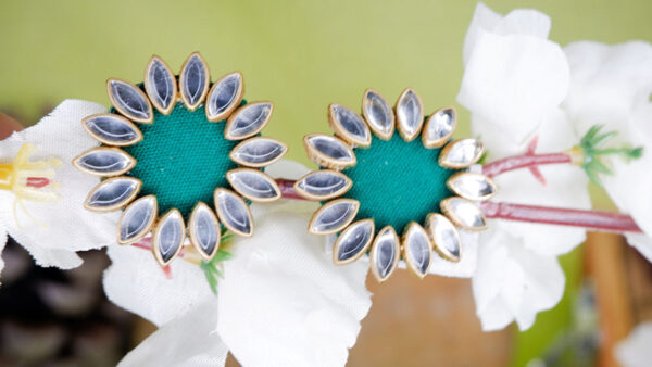 Earrings23-b Green Kundan Stud