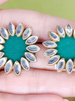Green Kundan Stud