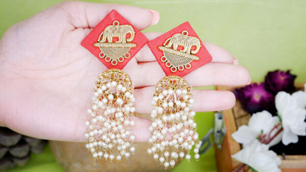 Earrings3-a Red elephant jhumka