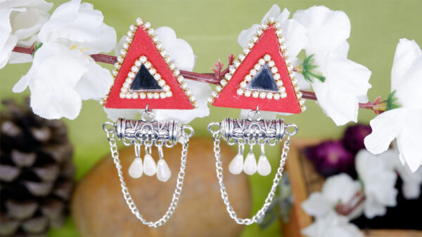 Triangle red tabiz jhumka