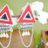 Triangle red tabiz jhumka