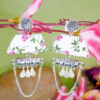 White printed fabric tabiz jhumka
