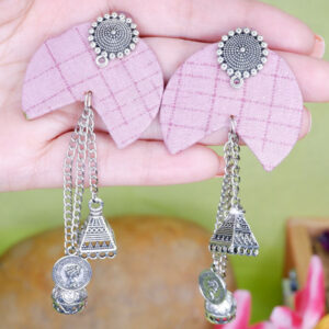Pink Fabric Jhumka