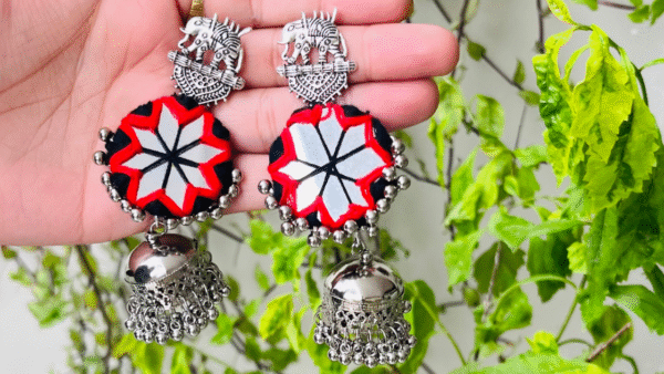 RedBlackelephantjhumka1 Red Black elephant jhumka