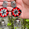 Red Black elephant jhumka