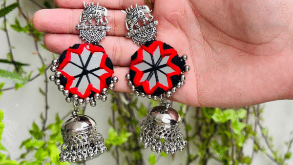 RedBlackelephantjhumka2 Red Black elephant jhumka