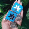 Sky blue mirror jhumka