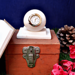 Marble White Round Table Watch with Base