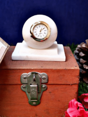 Marble White Round Table Watch with Base