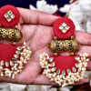 Maroon/Red Tabiz with kundan Loreal Earrings