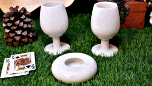 Marble Ash Tray with 2 Wine Glass Combo