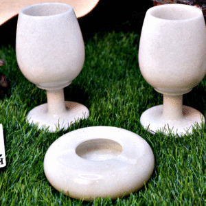 Marble Ash Tray with 2 Wine Glass Combo