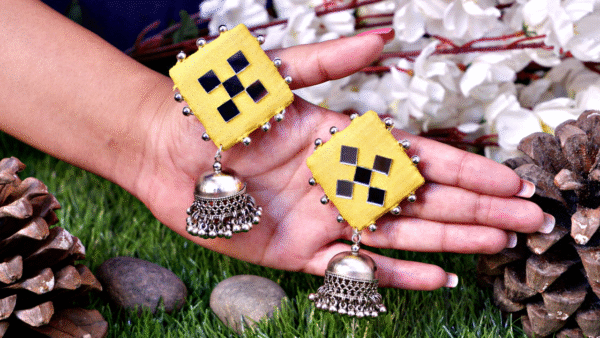 Yellow Mirror Jhumka