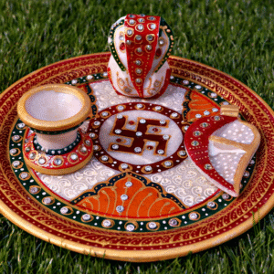 Marble Painted Puja Thal
