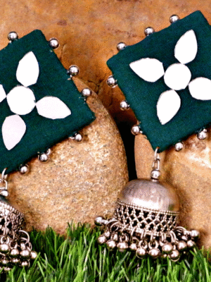 Green Mirror Jhumka