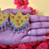 Yellow Fabric Coin with ghungroo Earrings