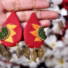 Sunflower embroidery earrings