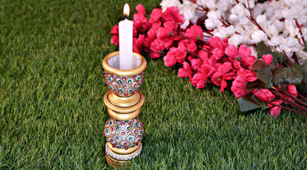 Marble Painted Candle Stand