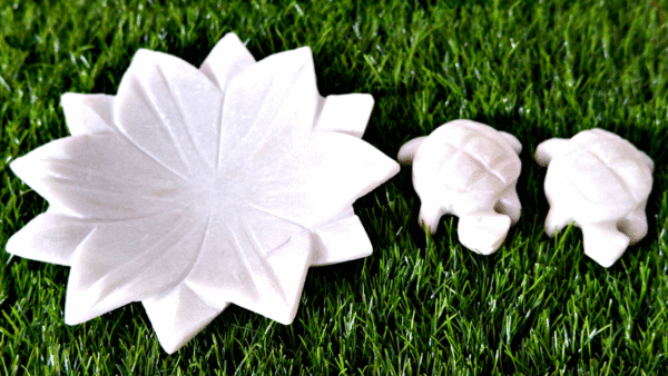 Marble Kamal Plate With Two Tortoise Combo