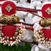 Maroon/Red Tabiz with kundan Loreal Earrings