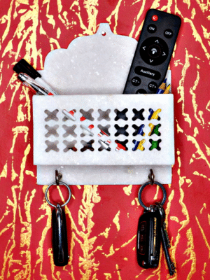 Marble White Key Holder with multipurpose stand