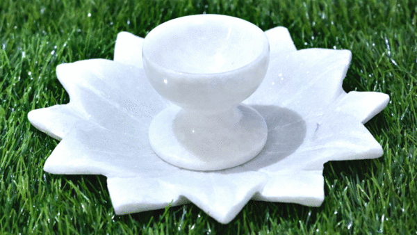 Marble Kamal Plate With Diya Combo