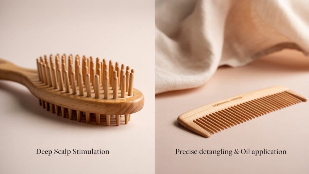 Wooden Hair Brush vs Wooden Hair Comb